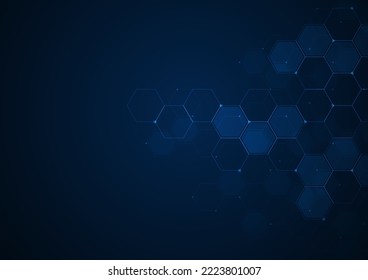 Digital technology background. Abstract hexagons background with lines and dots. Design for science, medicine or technology