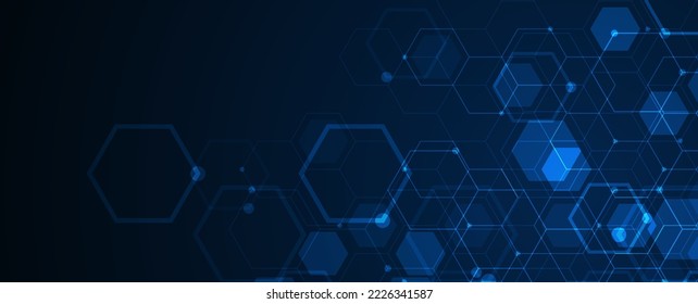 Digital technology background. Abstract hexagons background with lines and dots. Design for science, medicine or technology