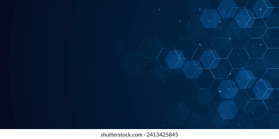 Digital technology background. Abstract hexagons background with lines and dots. Design for science, medicine or technology