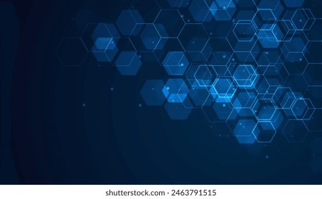 Fondo de tecnología digital. Fondo de hexágonos Abstractas con líneas y puntos. Diseño para la ciencia, la medicina o la tecnología