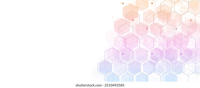 Hintergrund der Digitaltechnologie. Abstrakte Sechsecke Hintergrund mit Linien und Punkten. Design für Wissenschaft, Medizin oder Technologie