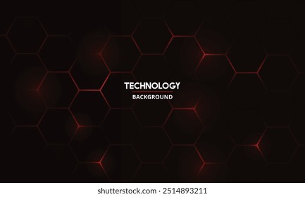Digital technology background. Abstract hexagons background . Design for science, medicine or technology . red hexagons background.