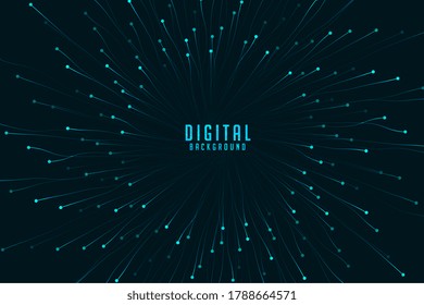 digital technology background with bursting zoom particles