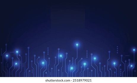 digital technology background with circuit board and blue light