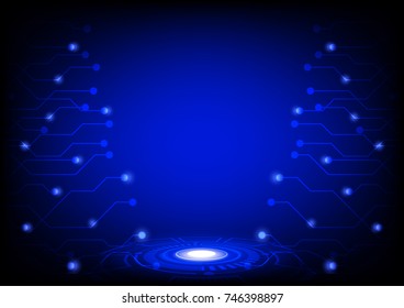 Digital technology background, circuit board with glowing light