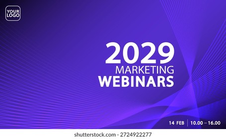 Concepto de fondo de tecnología digital. Plantilla futurista de líneas de onda de neón púrpura diseñada para usarse como Anuncio de seminario web, encabezado de Sitio web, portada de redes sociales o fondo de presentación corporativa.