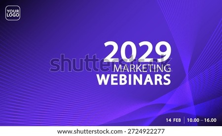Digital technology background concept. Futuristic purple neon wave lines template designed for use as a webinar banner, website header, social media cover, or corporate presentation background.