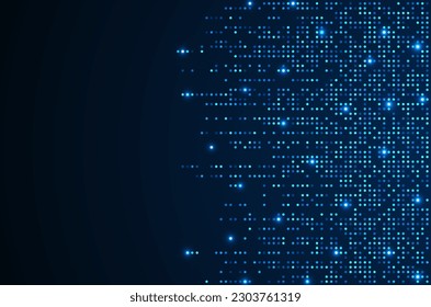Digital technology background. Digital data dots blue pattern pixel background