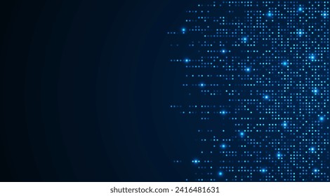 Digital technology background. Digital data dots blue pattern pixel background