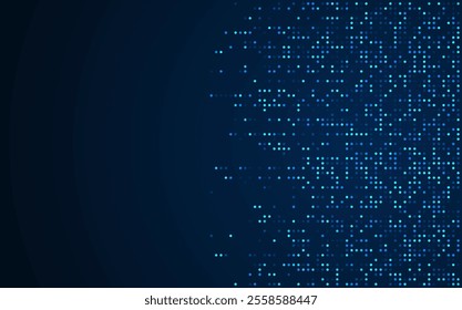 Digital technology background. Digital data dots blue pattern pixel background