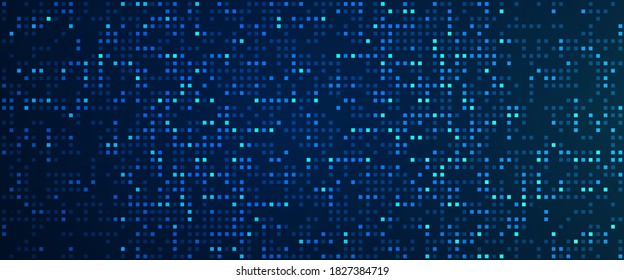 Digital technology background. Digital data square blue pattern pixel background