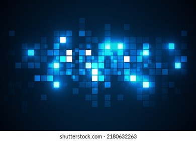 Digital technology background. Digital data square blue pattern pixel background