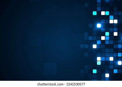 Digital technology background. Digital data square blue pattern pixel background