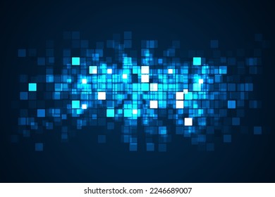 Digital technology background. Digital data square blue pattern pixel background