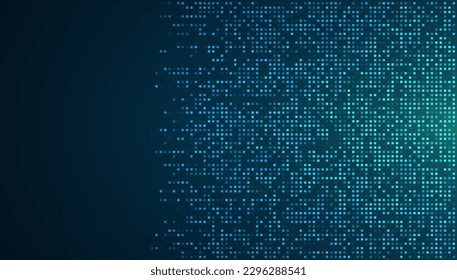 Digital technology background. Digital data square blue pattern pixel background