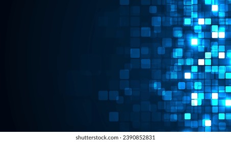 Digital technology background. Digital data square blue pattern pixel background