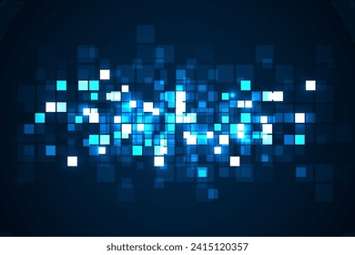 Digital technology background. Digital data square blue pattern pixel background