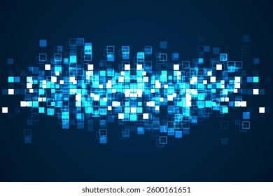 Digital technology background. Digital data square blue pattern pixel background
