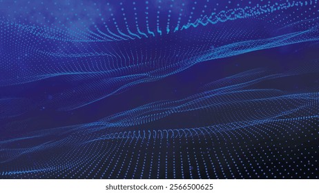 Digital technology background. Dynamic wave of glowing points. Futuristic background for presentation design. 3d Vector illustration.