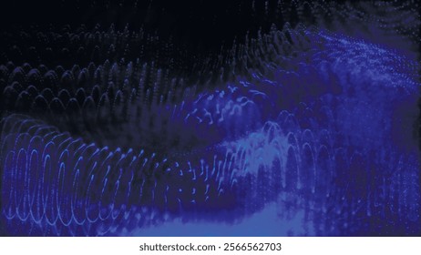 Digital technology background. Dynamic wave of glowing points. Futuristic background for presentation design. 3D Widescreen. Vector illustration.