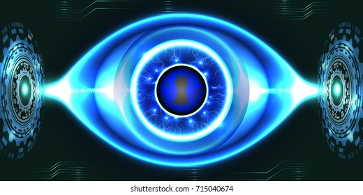 Digital technology background, digital eye, futuristic security concept. Illustration vector