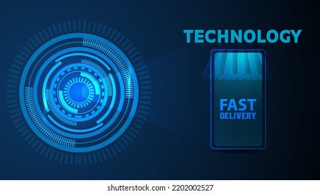 Digital technology background Digital fast delivery concept. The backdrop for blue vector illustration.