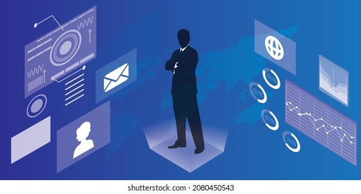 digitaler Technologie, modernes Silhouette-3D-Design