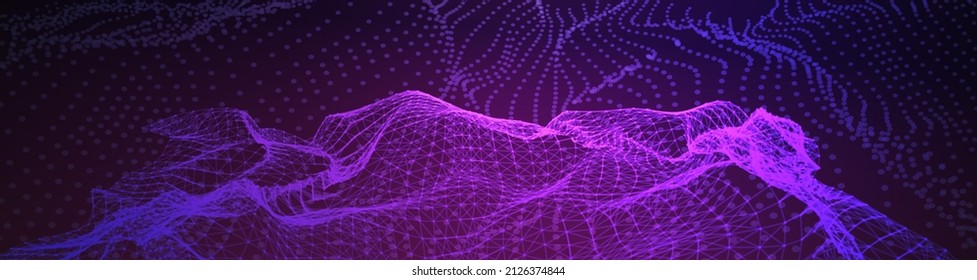 Digital technology background. Neural network or big data concept illustration. Blockchain, database in global information field