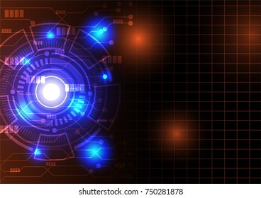 Digital technology background on dark orange