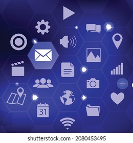 digital technology background polygonal isolation dark blue