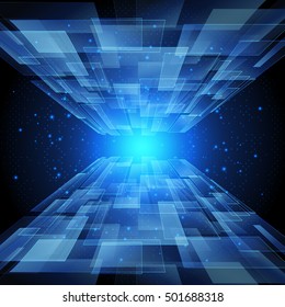 Digital Technology Background. Digital Sci-Fi Concept Network Electronic Future Communication Business Connection. Technology Global Network Connection Concept. Laser Stripe Background
