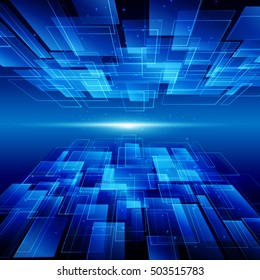 Digital Technology Background. Digital Sci-Fi Concept Network Electronic Future Communication Business Connection. Technology Global Network Connection Concept. Laser Stripe Background	