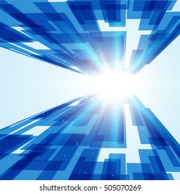 Digital Technology Background. Digital Sci-Fi Concept Network Electronic Future Communication Business Connection. Technology Global Network Connection Concept. Laser Stripe Background
