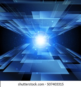 Digital Technology Background. Digital Sci-Fi Concept Network Electronic Future Communication Business Connection. Technology Global Network Connection Concept. Laser Stripe Background
