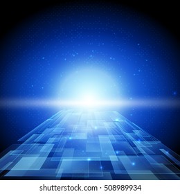 Digital Technology Background. Digital Sci-Fi Concept Network Electronic Future Communication Business Connection. Technology Global Network Connection Concept. Laser Stripe Background
