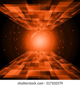 Digital Technology Background. Digital Sci-Fi Concept Network Electronic Future Communication Business Connection. Technology Global Network Connection Concept. Laser Stripe Background

