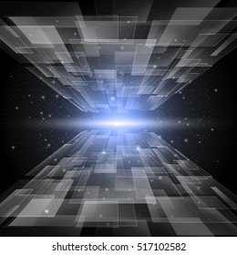 Digital Technology Background. Digital Sci-Fi Concept Network Electronic Future Communication Business Connection. Technology Global Network Connection Concept. Laser Stripe Background

