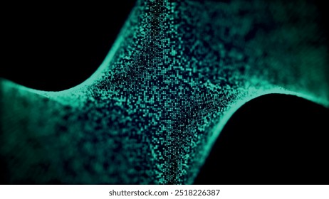 Digital technology background. Wave of glowing points. Futuristic background for presentation design. Abstract digital 3D wave. Vector illustration.
