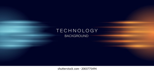 digital technology background.Abstract with blue and orange light.