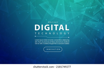 Digital technology banner blue green background concept with technology light effect, abstract tech, innovation future data, internet network, Ai big data, lines dots connection, illustration vector