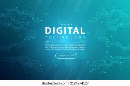 Digital technology banner blue green background concept, technology light blue effect, abstract tech, innovation future data, internet network, Ai big data, lines dots connection, illustration vector