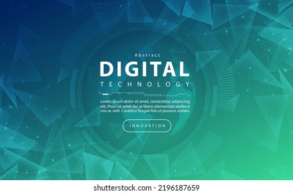 Digital technology banner blue green background concept, cyber technology light effect, abstract tech, innovation future data, internet network, Ai big data, lines dots connection, illustration vector