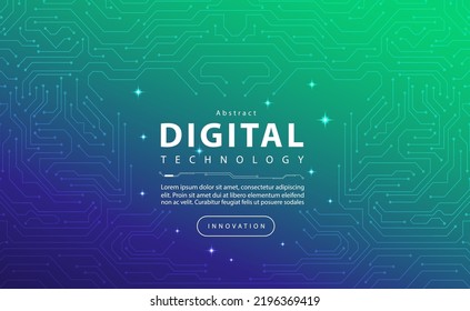 Digital technology banner blue green background concept, cyber technology light effect, abstract tech, innovation future data, internet network, Ai big data, ram cpu motherboard, illustration vector