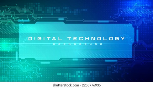 Digital technology banner blue green background concept, cyber technology light effect, abstract tech, innovation future data, internet network, Ai big data, lines dots connection, illustration vector