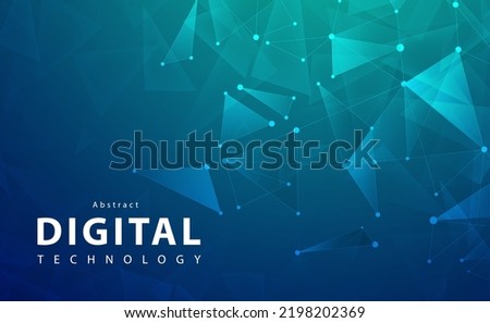 Digital technology banner blue green background concept, cyber technology light effect, abstract tech, innovation future data, internet network, Ai big data, lines dots connection, illustration vector