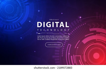 Digital technology banner blue orange background concept, technology light purple effect, abstract tech, innovation future data, internet network, Ai big data, line dot connection, illustration vector