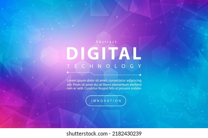 Banner de tecnología digital concepto de fondo rosa azul, efecto violeta claro de la tecnología, tecnología abstracta, innovación datos futuros, red de internet, Ai big data, conexión de puntos de línea, vector de ilustración