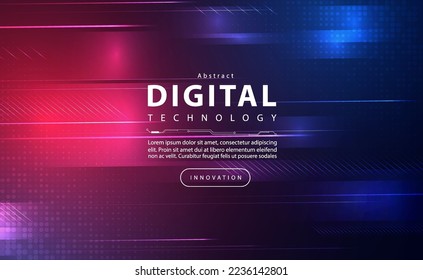 Banner de tecnología digital concepto de fondo rosa azul, tecnología de ciberseguridad, tecnología púrpura abstracta, innovación datos futuros, red de internet, Ai big data, conexión de punto de línea, vector de ilustración