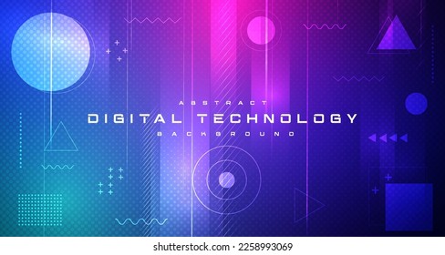 Digital technology banner blue pink background concept, cyber technology light effect, abstract tech, innovation future data, internet network, Ai big data, lines dots connection, illustration vector - Shutterstock ID 2258993069