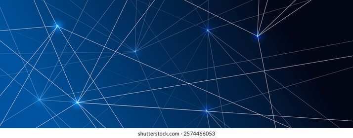 Digital technology banner featuring interconnected blue lines, representing neural networks. Ideal for futuristic designs, AI concepts, presentations, and technology-related projects.